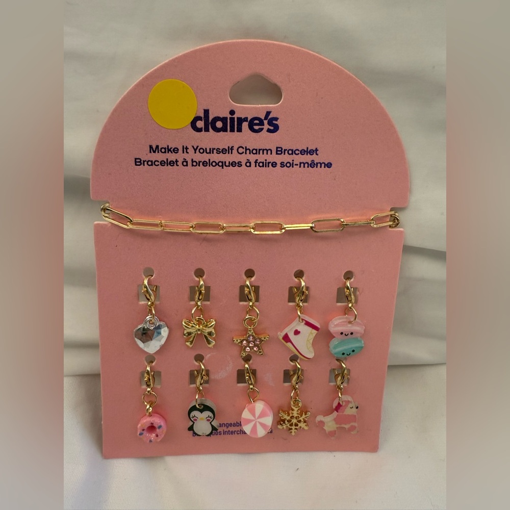 New Claire's Club Make It Yourself Charm Bracelet With 12 Interchangeable Charms